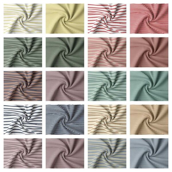 Collage showing different colours in cotton striped breton jersey