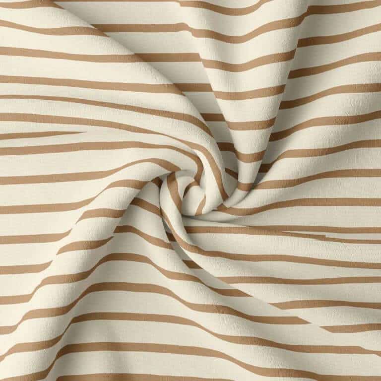 Cotton Jersey Stripe Fabric - Beige