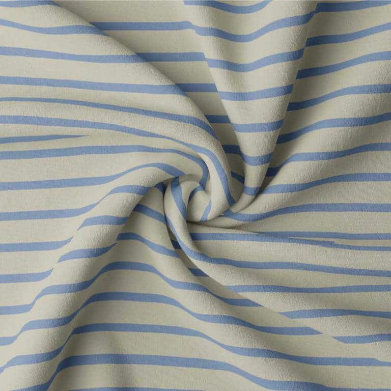 Cotton Jersey Stripe Fabric - Beige Blue