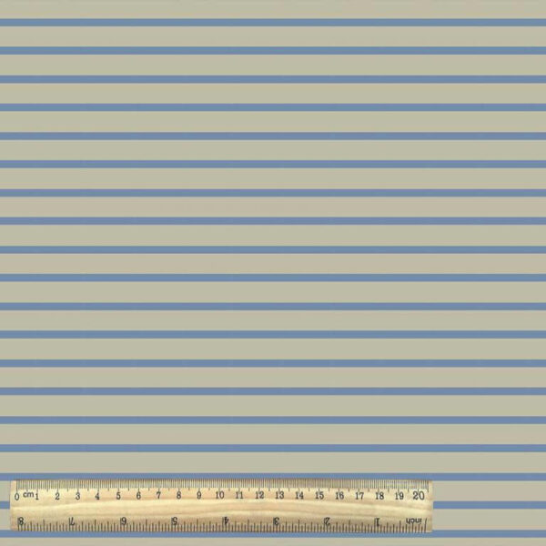 Cotton Jersey Stripe  with Ruler - Beige Blue