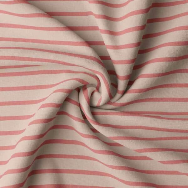 Cotton Jersey Stripe Fabric - Light Brown
