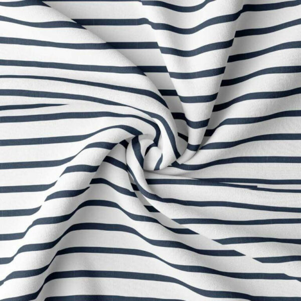 Cotton Jersey Stripe Fabric - Navy White