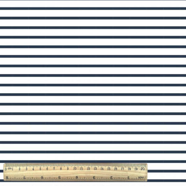 Cotton Jersey Stripe  with Ruler - Navy White