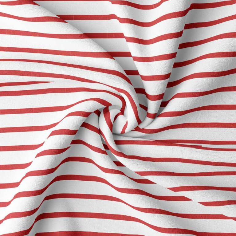Cotton Jersey Stripe Fabric - Red White