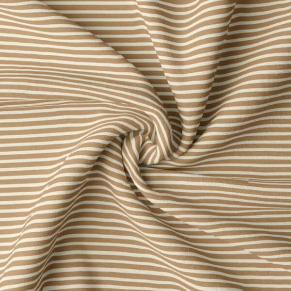 Cotton Jersey Stripe Fabric - Camel