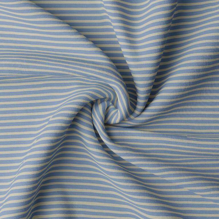 Cotton Jersey Stripe Fabric - Blue Beige