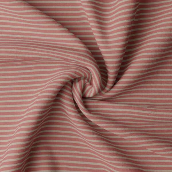 Cotton Jersey Stripe Fabric - Beige Red