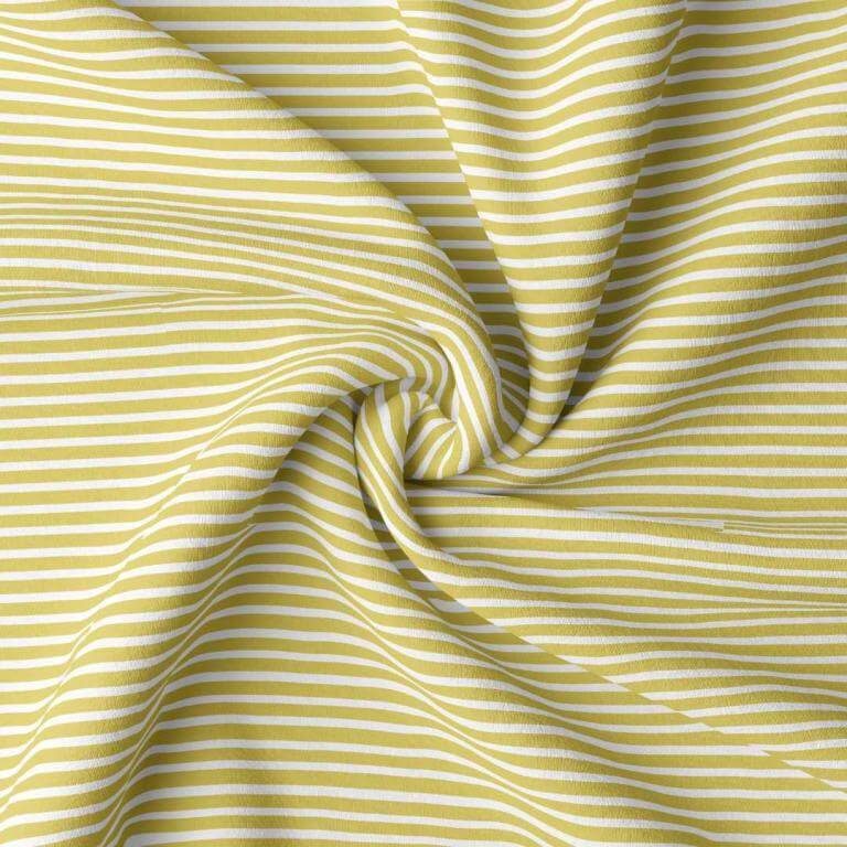Cotton Jersey Stripe Fabric - White Yellow