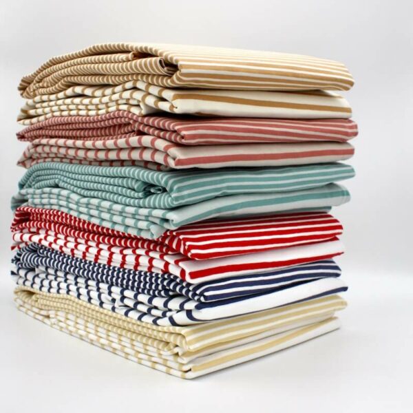 Pile of coton striped jersey fabric