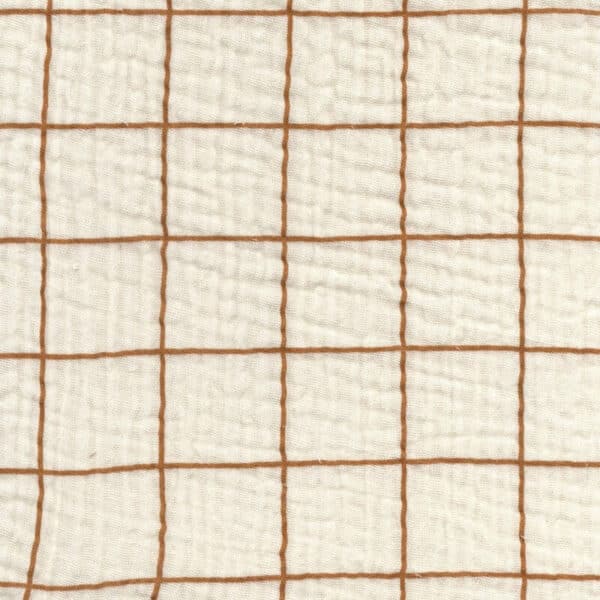 windowpane grid check cotton double gauze fabric