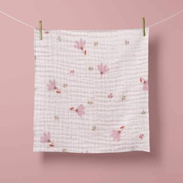 small floral delicate pink double gauze