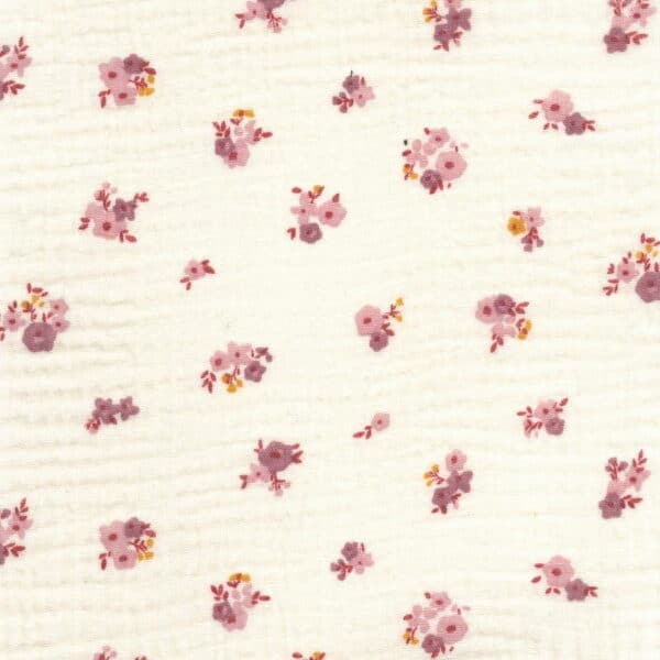 Floral double gauze cream floral fabric