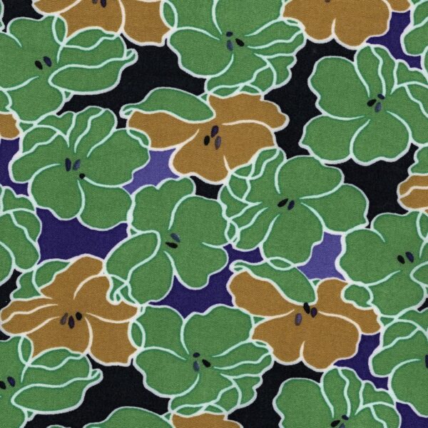 Green floral viscose fabric from Domotex