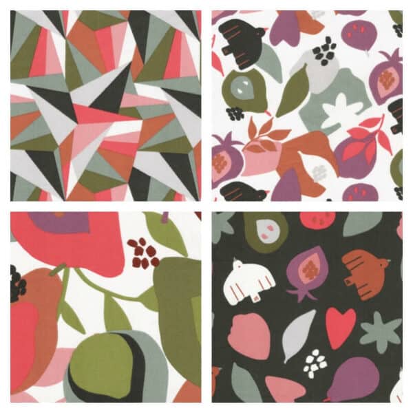 collage of all designs in the fezzo cotton fabric collection