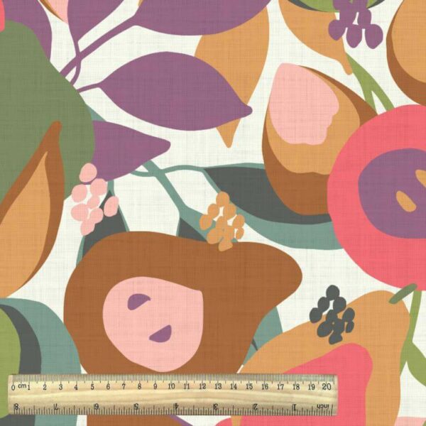 fructis large print modern floral in colours hues cotton fabric with ruler