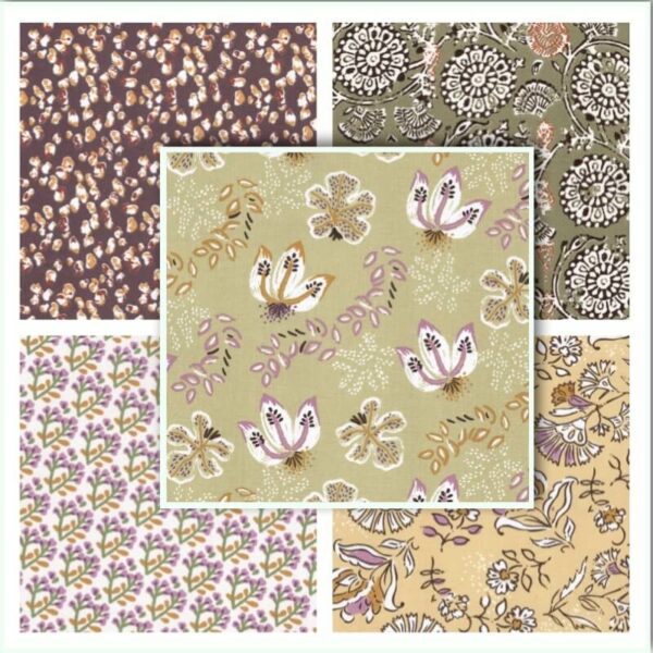 collage of all designs in the Domotex Semara cotton fabric collection.