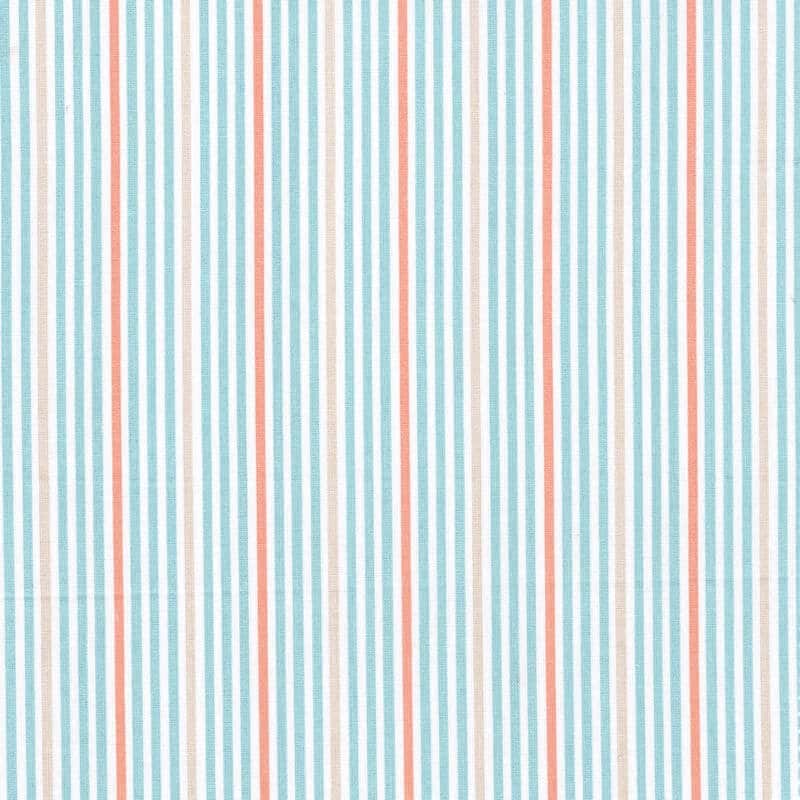 stripe cotton fabric nursery print in blue and white