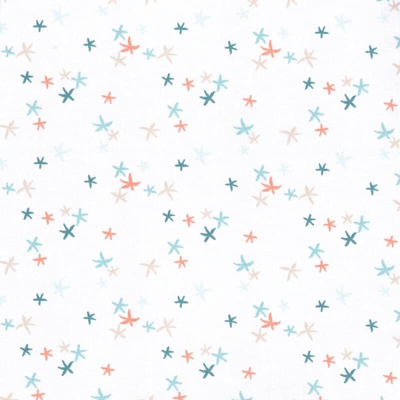 starfish cotton fabric nursery print in blue and white