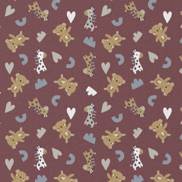 nursery toys in brown cotton print fabric Higgs and Higgs