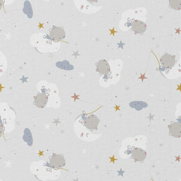 sweet bears in grey cotton print fabric Higgs and Higgs
