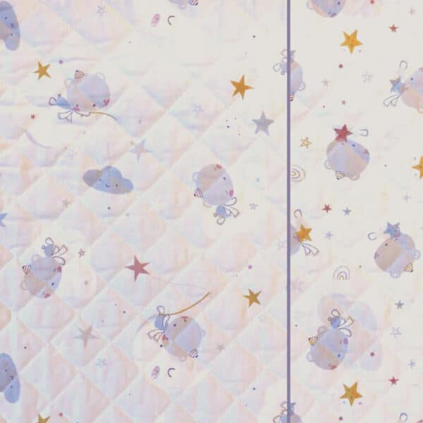 Quilted double sided cotton fabric in a sweet children's bear design - pale grey