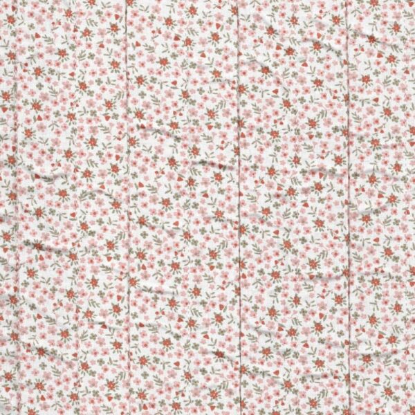 tiny floral pio pink cotton print fabric Higgs and Higgs