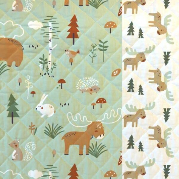 Quilted double sided cotton fabric in a sweet children's design of Canadian animals design