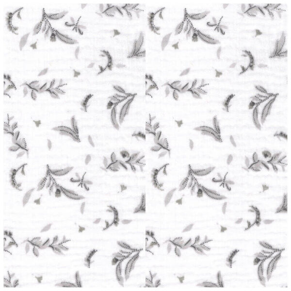 tiza white grey - small floral cotton double gauze | Higgs and Higgs