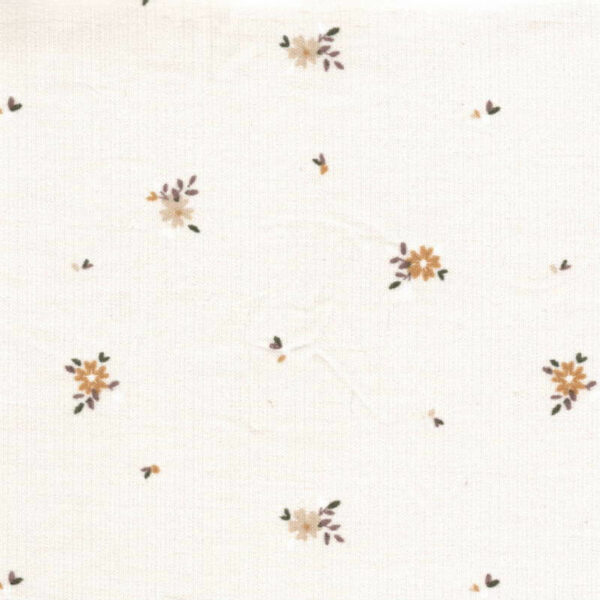 Floral printed cotton babycord fabric retro ivory Madene - Image 10