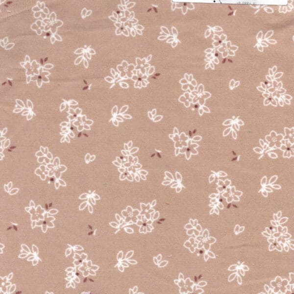 Floral printed cotton babycord fabric retro nude Calies - Image 9