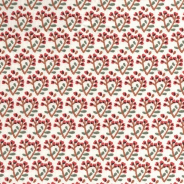 Floral printed cotton babycord fabric retro cream Tinus - Image 5